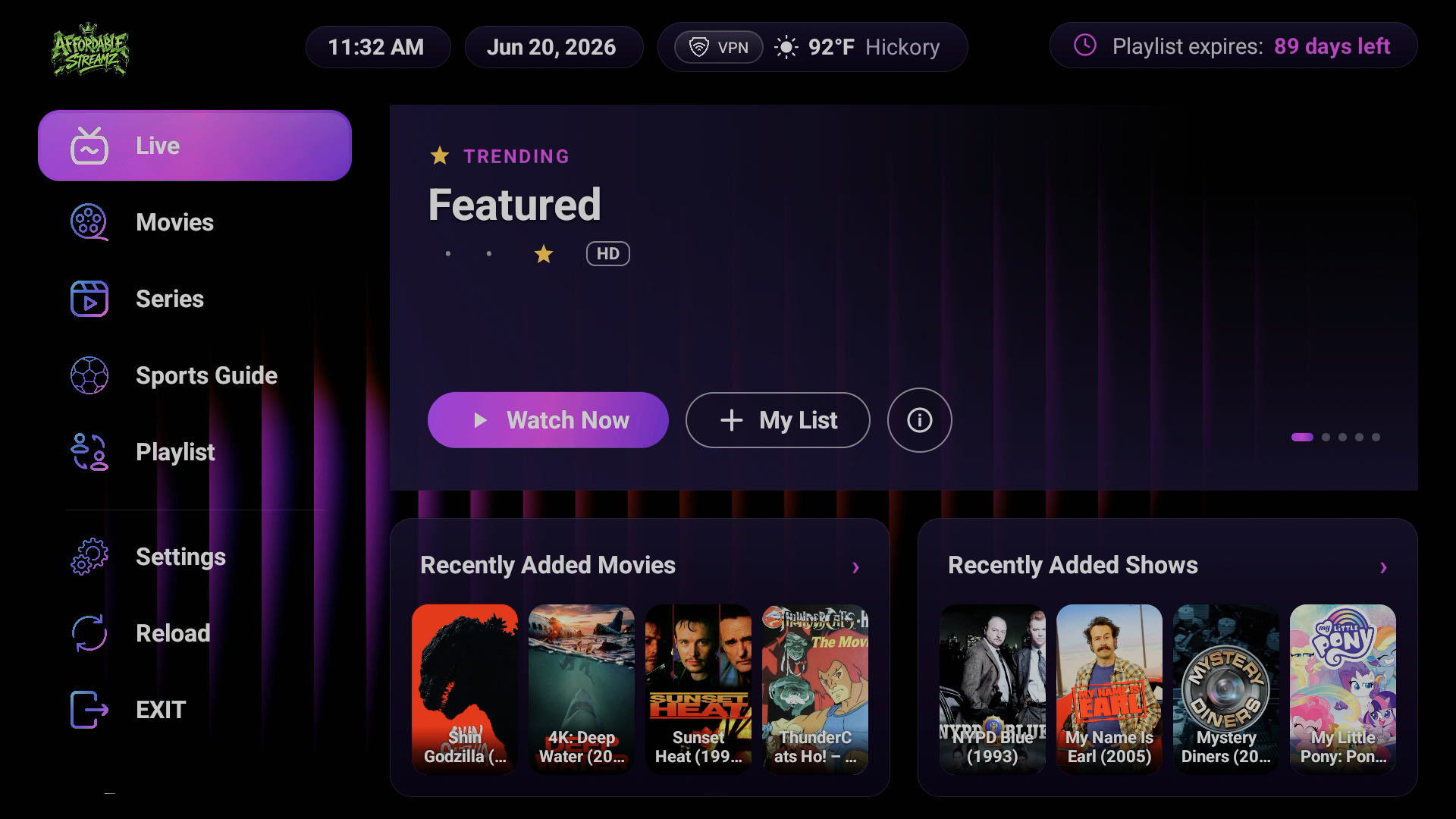 Affordable Streamz Live TV preview