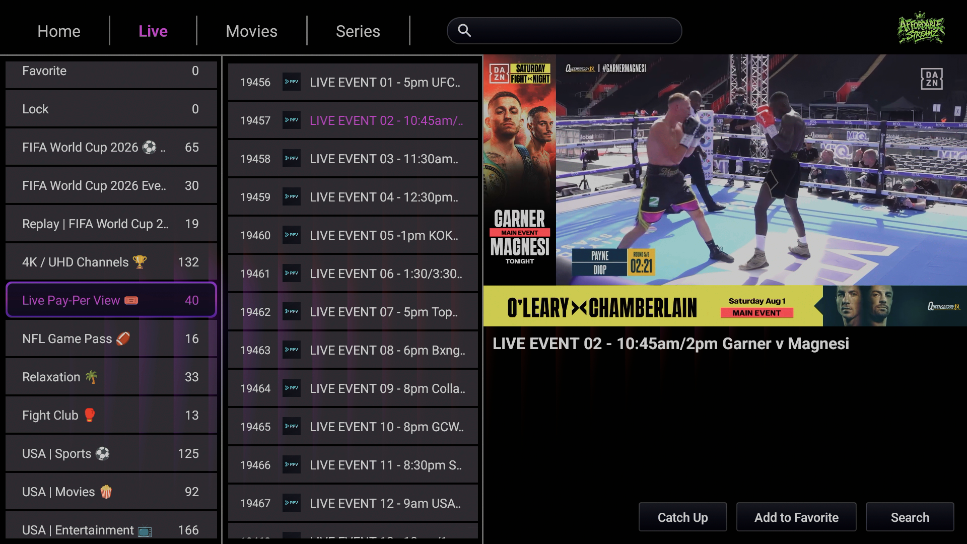 Affordable Streamz Live TV preview