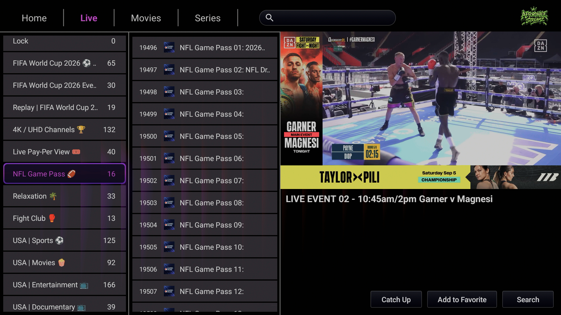 Affordable Streamz Live TV preview