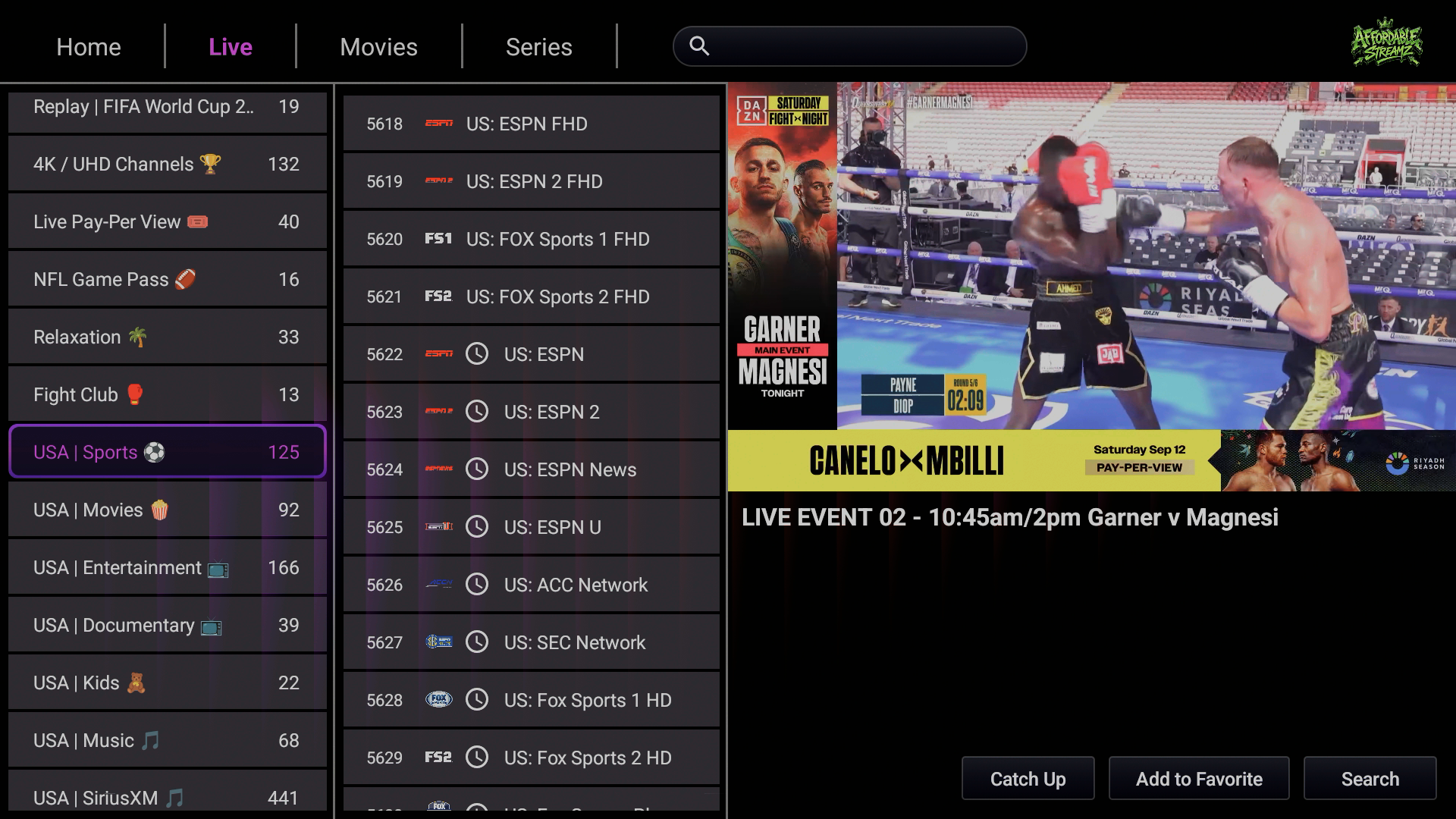 Affordable Streamz Live TV preview