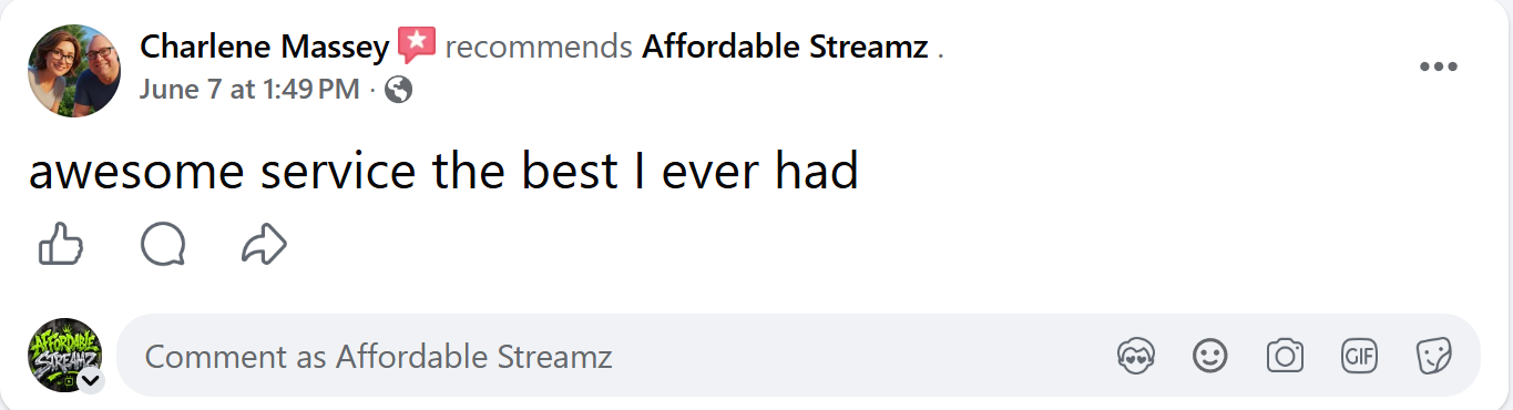 Customer review of Affordable Streamz