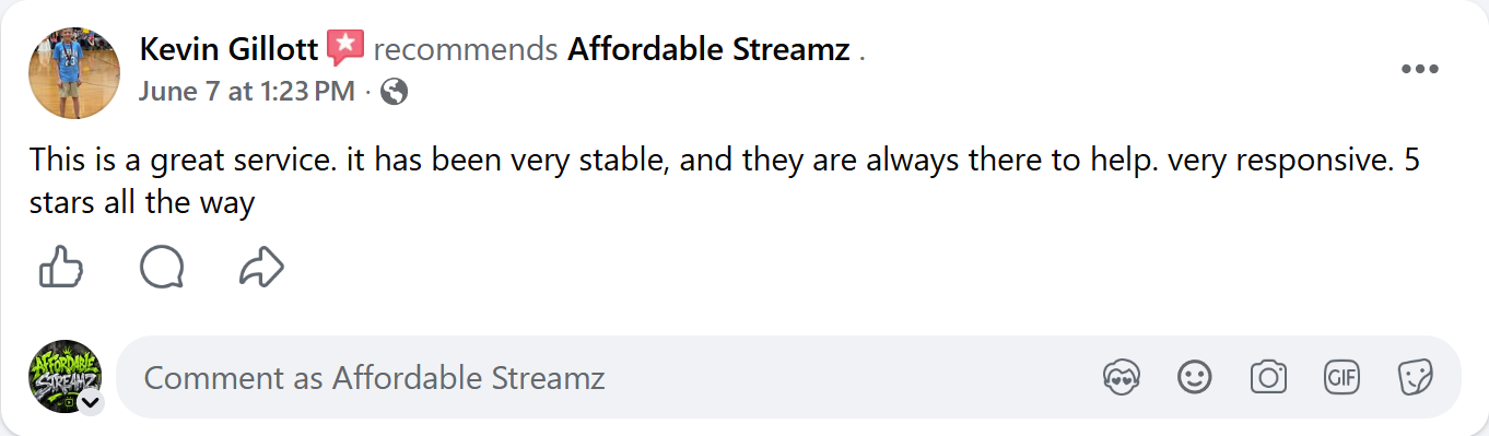 Customer review of Affordable Streamz